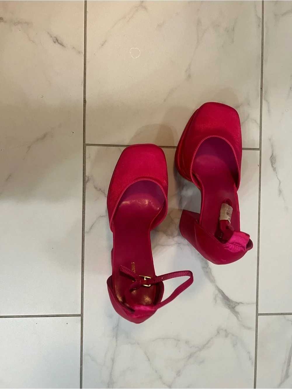 PrettyLittleThing Neon Pink Platform Block Heel Pumps with Ankle Tie